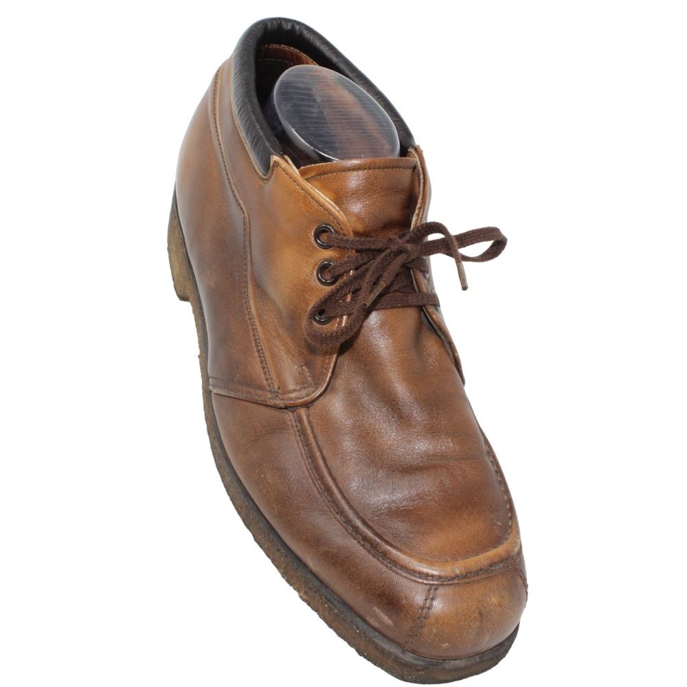 VTG 70s Nomads Wright Sz 9.5D Short Chukka Brown Leather Mock Toe Lace Up Boots